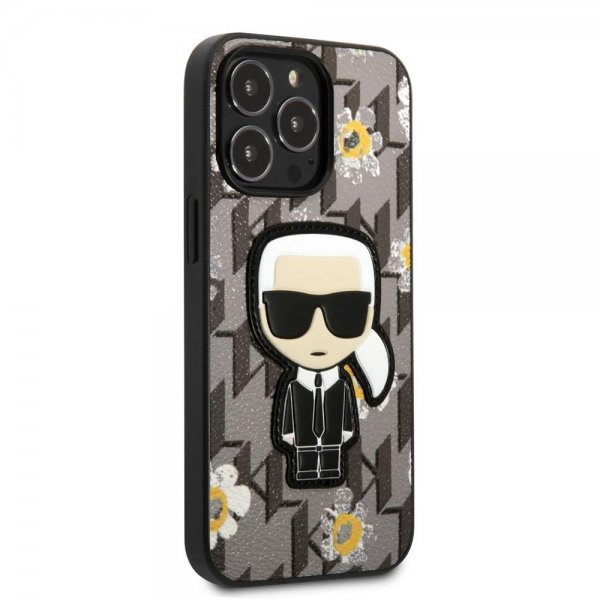 Karl Lagerfeld iPhone 13 Pro Deksel Monogram Iconic Patch Grå
