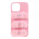 iPhone 13 Pro Deksel Plysj Love Perler Rosa