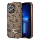 Guess iPhone 13 Pro Deksel Printed Stripe Bottom Brun