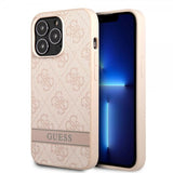 Guess iPhone 13 Pro Deksel Printed Stripe Bottom Rosa