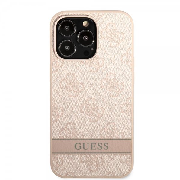 Guess iPhone 13 Pro Deksel Printed Stripe Bottom Rosa