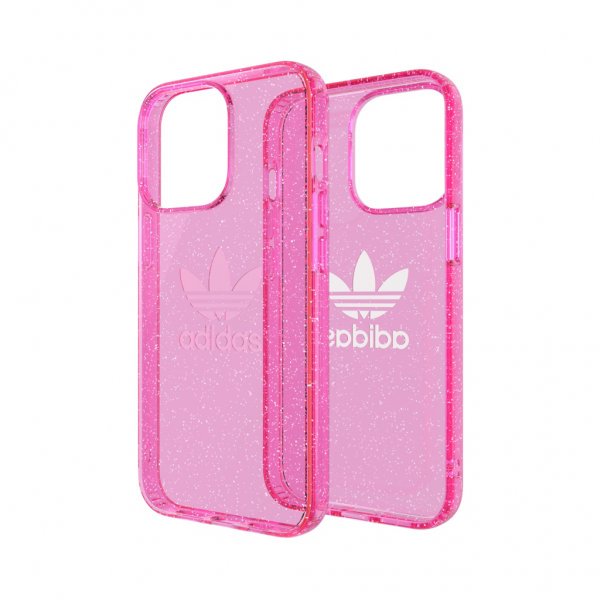 Adidas iPhone 13 Pro Deksel Protective Clear Case Glitter Rosa