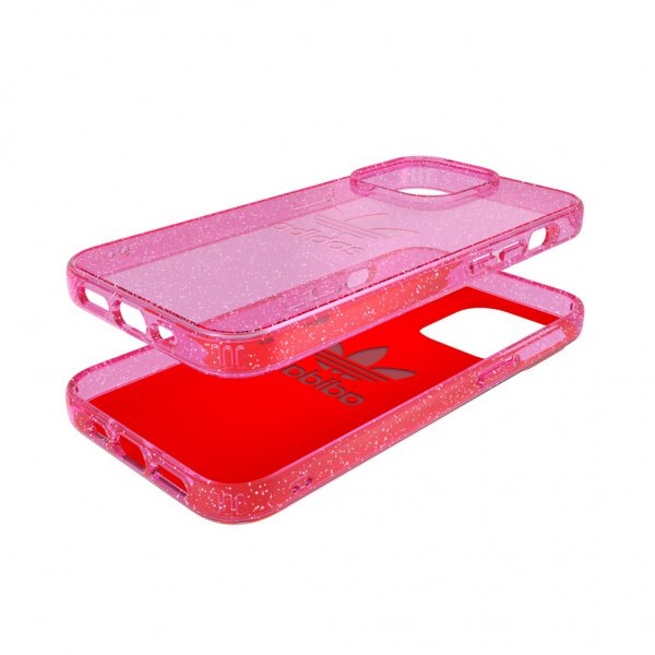 Adidas iPhone 13 Pro Deksel Protective Clear Case Glitter Rosa