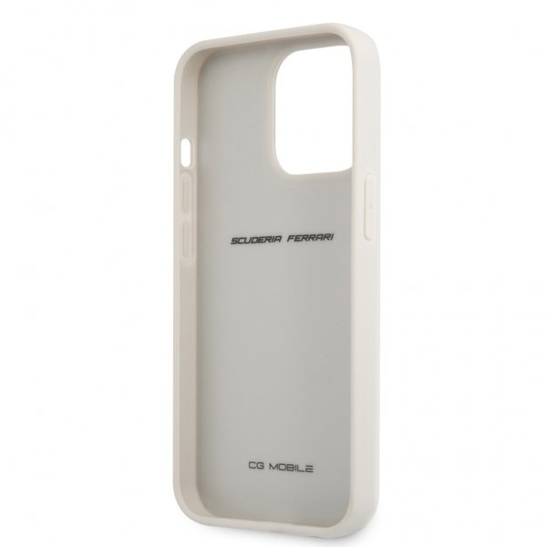 Ferrari iPhone 13 Pro Deksel Real Carbon Metal Logo Sølv