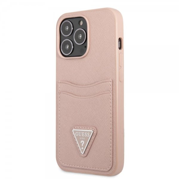 Guess iPhone 13 Pro Deksel Saffiano Double Cardslot Rosa