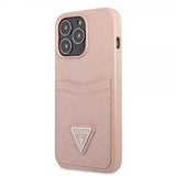 Guess iPhone 13 Pro Deksel Saffiano Double Cardslot Rosa