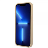 Guess iPhone 13 Pro Deksel Saffiano Metal Triangle Beige