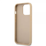 Guess iPhone 13 Pro Deksel Saffiano Metal Triangle Beige