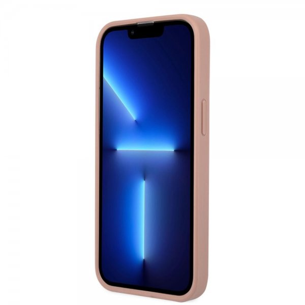 Guess iPhone 13 Pro Deksel Saffiano Metal Triangle Rosa