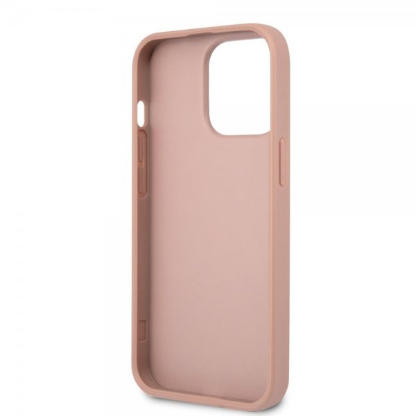 Guess iPhone 13 Pro Deksel Saffiano Metal Triangle Rosa