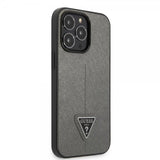 Guess iPhone 13 Pro Deksel Saffiano Metal Triangle Sølv