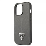 Guess iPhone 13 Pro Deksel Saffiano Metal Triangle Sølv