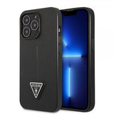 Guess iPhone 13 Pro Deksel Saffiano Metal Triangle Svart