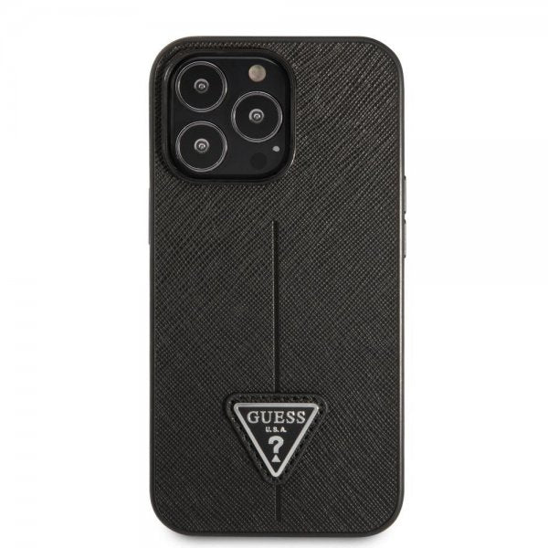 Guess iPhone 13 Pro Deksel Saffiano Metal Triangle Svart