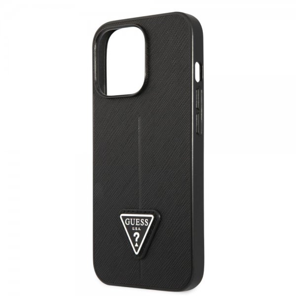 Guess iPhone 13 Pro Deksel Saffiano Metal Triangle Svart