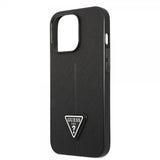 Guess iPhone 13 Pro Deksel Saffiano Metal Triangle Svart