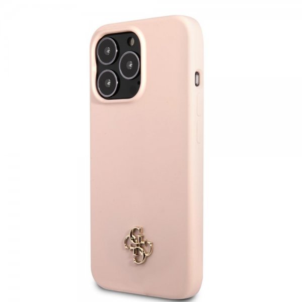Guess iPhone 13 Pro Deksel Silicone Metal Logo 4G Light Pink