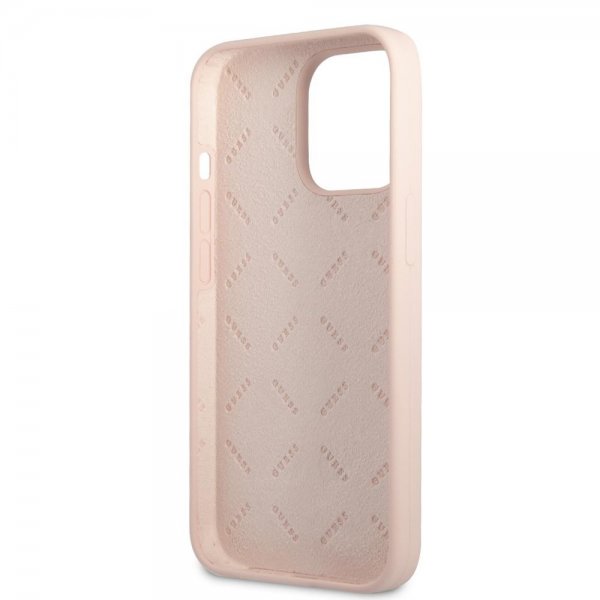 Guess iPhone 13 Pro Deksel Silicone Metal Logo 4G Light Pink
