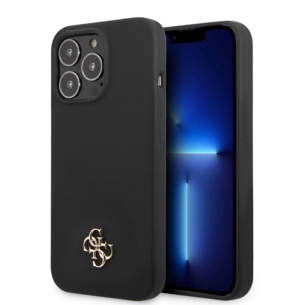 Guess iPhone 13 Pro Deksel Silicone Metal Logo 4G Svart