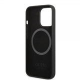 Guess iPhone 13 Pro Deksel Silicone Metal Plate MagSafe Svart