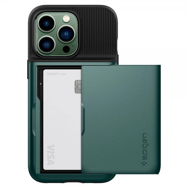 Spigen iPhone 13 Pro Deksel Slim Armor CS Midnight Green