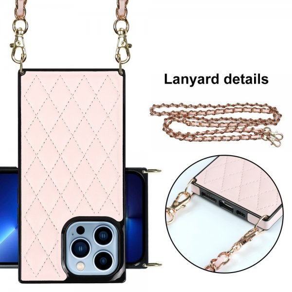 iPhone 13 Pro Deksel Square med Stropp Rosa