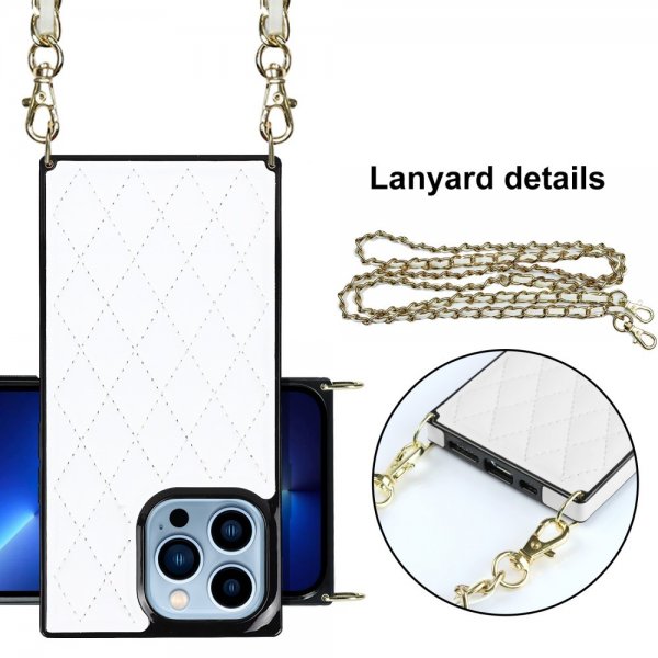 iPhone 13 Pro Deksel Square med Stropp Hvit