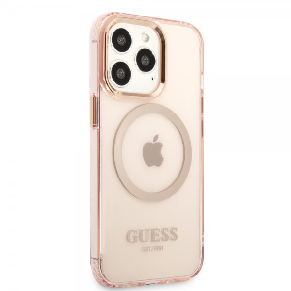 Guess iPhone 13 Pro Deksel Translucent MagSafe Rosa