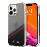 BMW iPhone 13 Pro Deksel Tricolor Stripe Transparent Svart