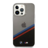 BMW iPhone 13 Pro Deksel Tricolor Stripe Transparent Svart