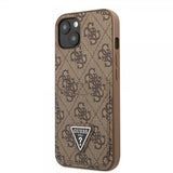 Guess iPhone 13 Deksel Double Cardslot Metal Triangle Brun