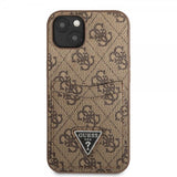 Guess iPhone 13 Deksel Double Cardslot Metal Triangle Brun