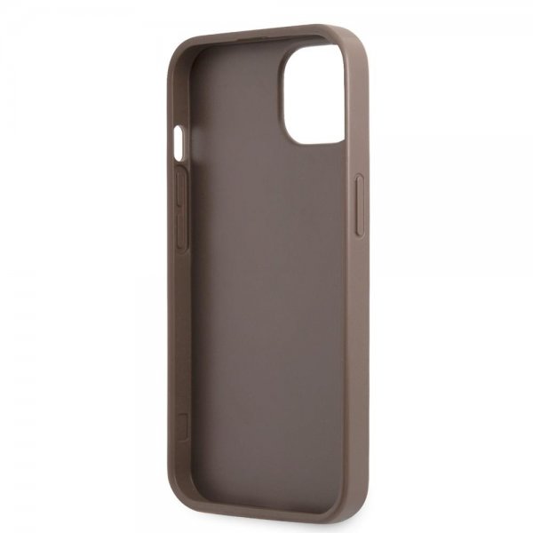 Guess iPhone 13 Deksel Double Cardslot Metal Triangle Brun