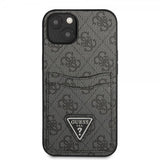 Guess iPhone 13 Deksel Double Cardslot Metal Triangle Svart