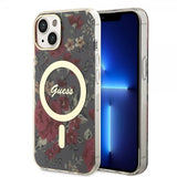 Guess iPhone 13 Deksel Flower MagSafe Kaki