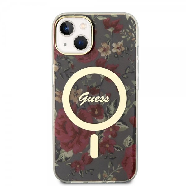 Guess iPhone 13 Deksel Flower MagSafe Kaki