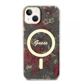 Guess iPhone 13 Deksel Flower MagSafe Kaki