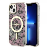 Guess iPhone 13 Deksel Flower MagSafe Rosa