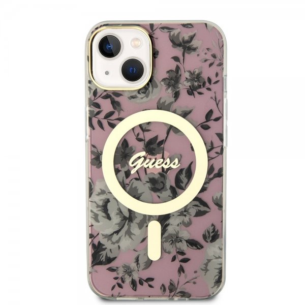 Guess iPhone 13 Deksel Flower MagSafe Rosa