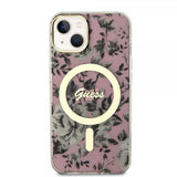 Guess iPhone 13 Deksel Flower MagSafe Rosa