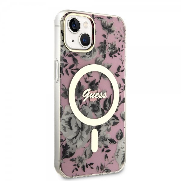 Guess iPhone 13 Deksel Flower MagSafe Rosa