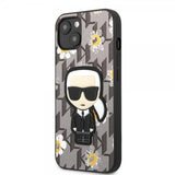 Karl Lagerfeld iPhone 13 Deksel Flower Monogram Iconic Patch Grå