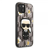 Karl Lagerfeld iPhone 13 Deksel Flower Monogram Iconic Patch Grå