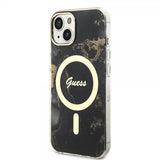 Guess iPhone 13 Deksel Golden Marble MagSafe Svart