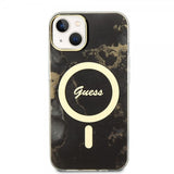Guess iPhone 13 Deksel Golden Marble MagSafe Svart