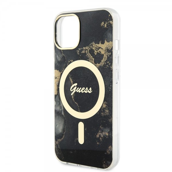 Guess iPhone 13 Deksel Golden Marble MagSafe Svart