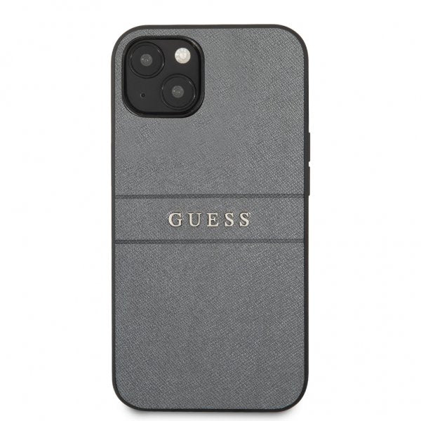 Guess iPhone 13 Deksel Hot Stamp Metal Logo Grå