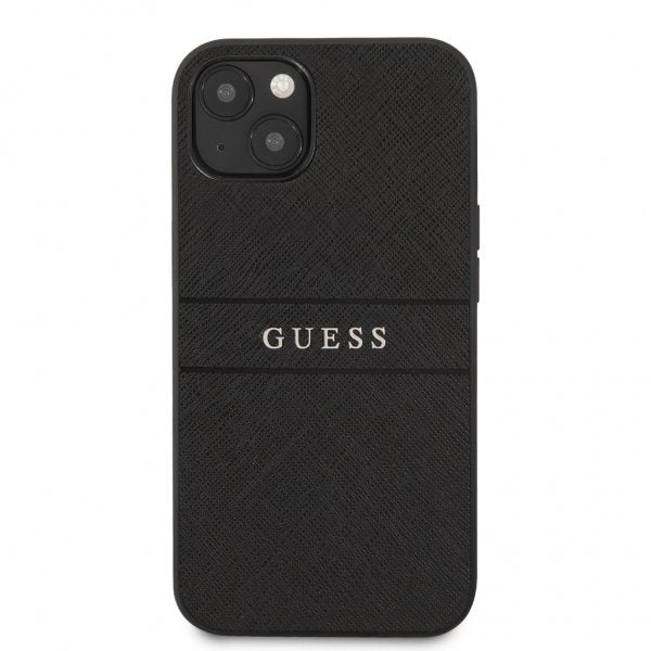 Guess iPhone 13 Deksel Hot Stamp Metal Logo Svart