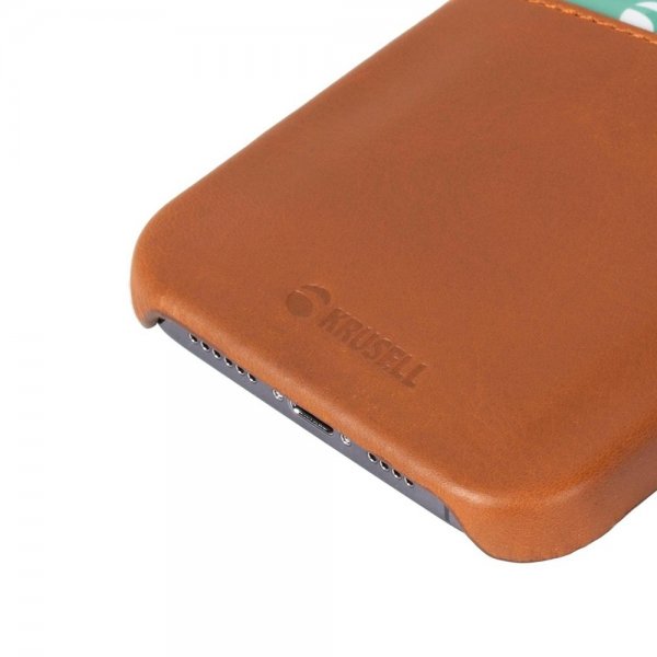 Krusell iPhone 13 Deksel Leather CardCover Cognac Brown