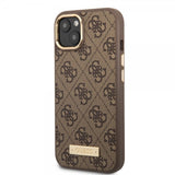 Guess iPhone 13 Deksel Metal Plate Logo MagSafe Brun